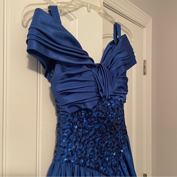 Vintage Mike Benet Formals Royal Blue Sequin Pageant Prom Party Dress - Picture 10 of 13